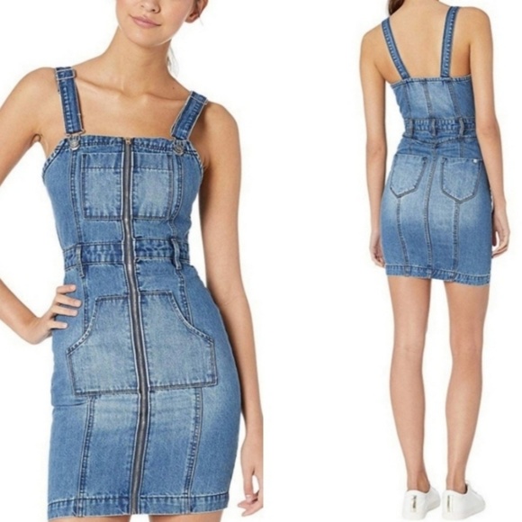 Bebe Denim Overall Dress Nwt 